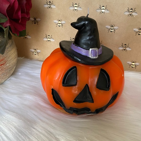 Moonlight Manor Jack O Lantern Candle With Witch Hat - Picture 2 of 9